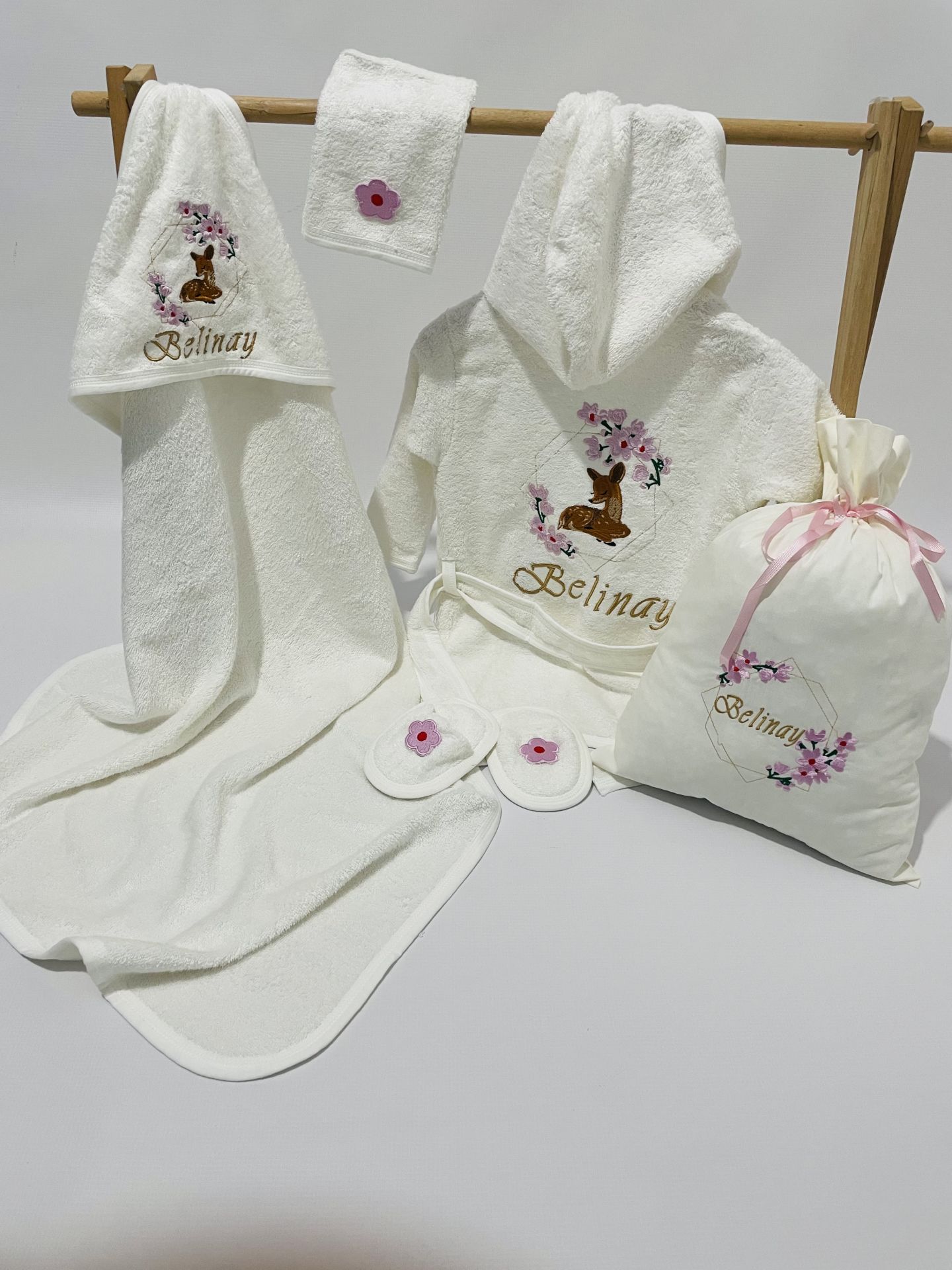 Bornoz Set - Çiçekli Ceylan Model