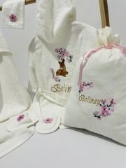 Bornoz Set - Çiçekli Ceylan Model