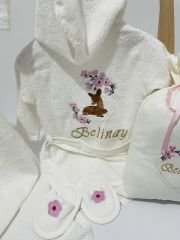 Bornoz Set - Çiçekli Ceylan Model
