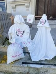 Bornoz Set - Kelebek Model - Pembe Ton