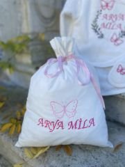 Bornoz Set - Kelebek Model - Pembe Ton