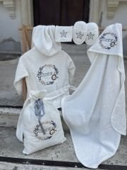 Bornoz Set - Aslan Model - Gri Ton